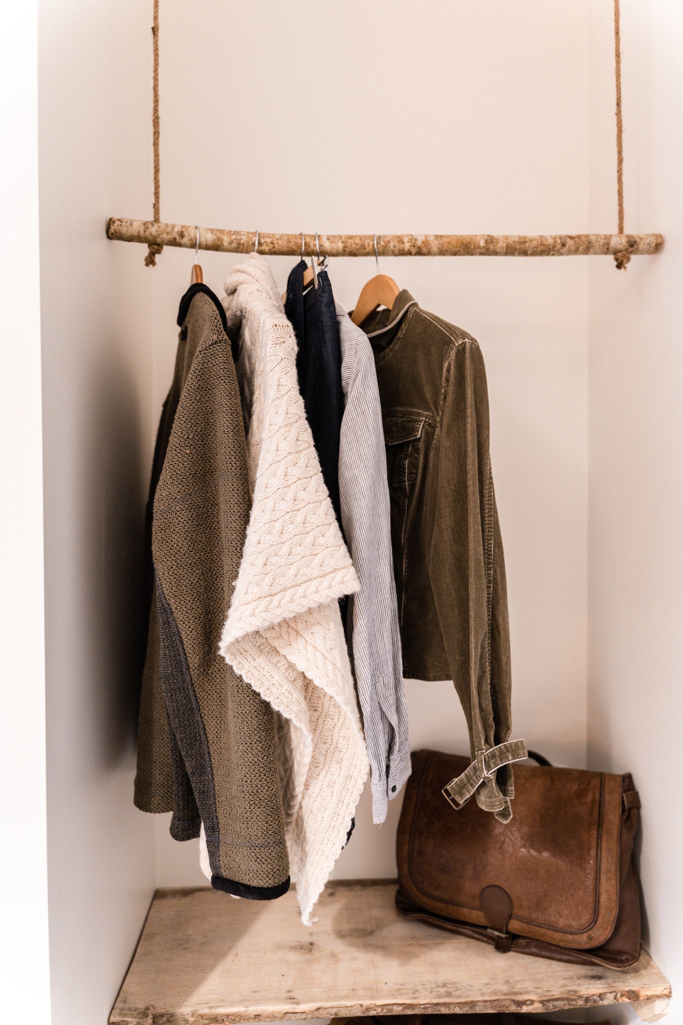 Robes hung ready by the bathroom
