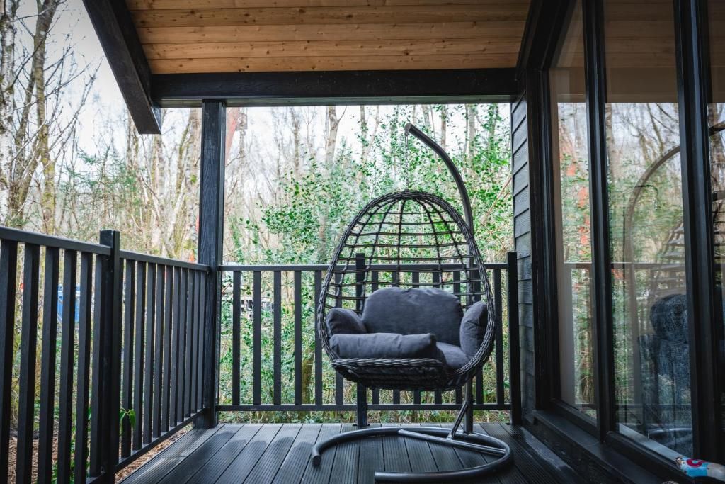 Stargazing deck with seating among the trees